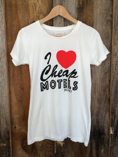 I Love Cheap Motels Womens Tee White/Multi