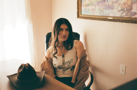 Cowboys are my Brand Lace Tank Wht/Blk