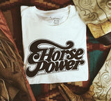 Horse Power Womens Tee White/Brown