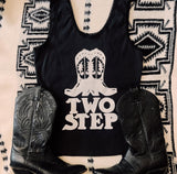 Two Step Lace Tank Blk/White