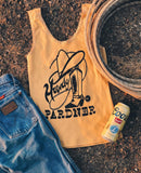 Howdy Pardner Lace Tank Gold Dust/Blk