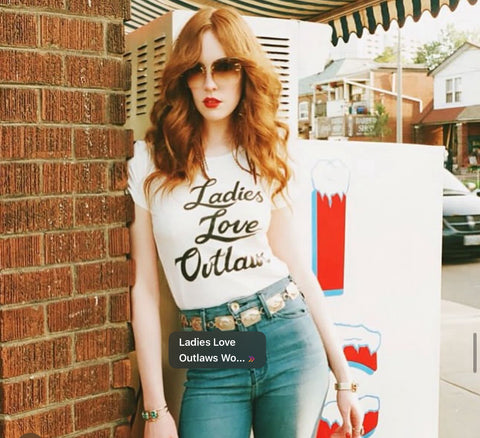 Ladies Love Outlaws Women's Vintage Tee, White/Black
