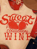Sweet As Strawberry Wine Lace Tank White/Red