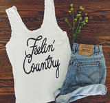Feelin Country Lace Tank Wht/Blk