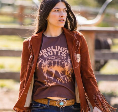 Gunslinger Butts Womens Tee Brown/Copper