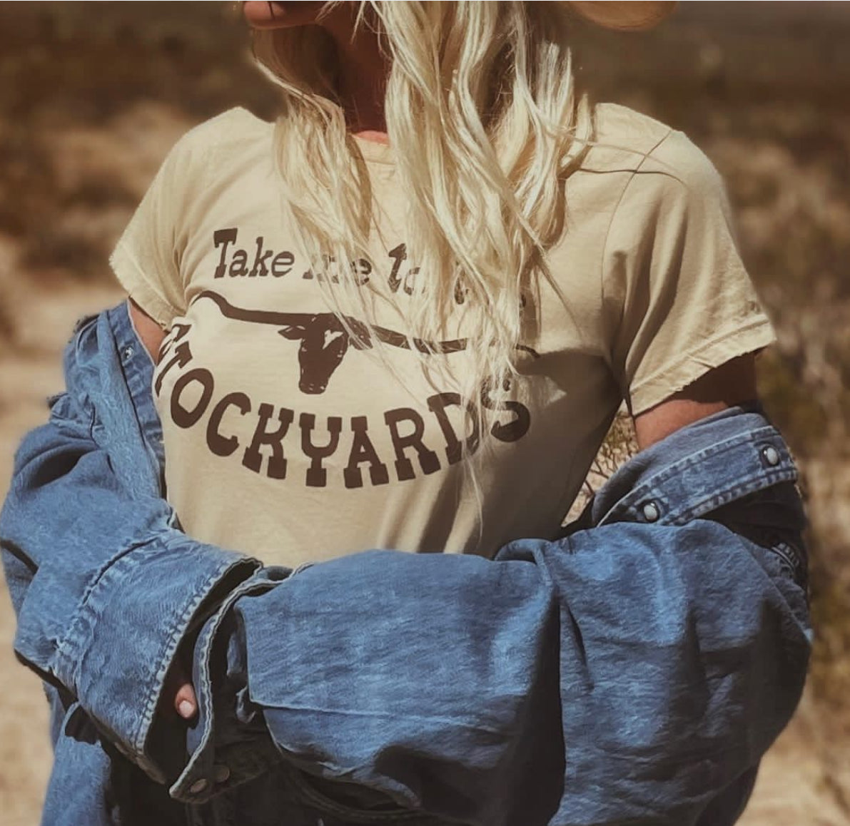 Take Me To The Stockyards Womens Tee Tan/Brown