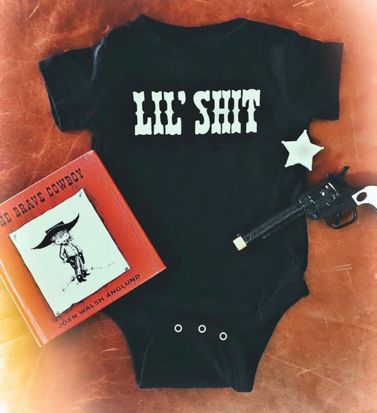 Bandit Baby "Lil' Shit" Onesie Blk/White