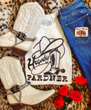 Howdy Pardner Womens Tee White/Blk