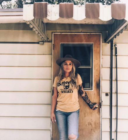 Smooth as Tennessee Whiskey Womens Tee Gold Dust/Blk