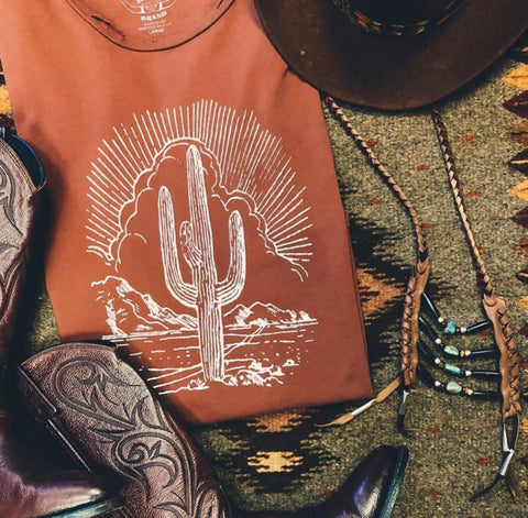 Cactus Women's Color Tee Cognac/White