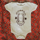 Bandit Baby "Lucky Horseshoe" Onesie White/Maroon