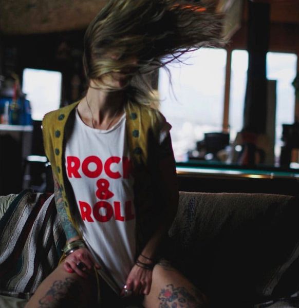 Rock & Roll Womens Tee White/Red