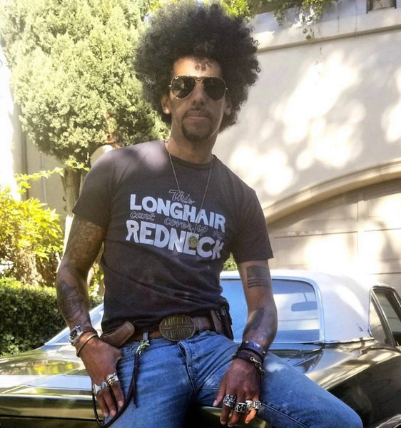 Long Hair Redneck Mens Tee Blk/Wht