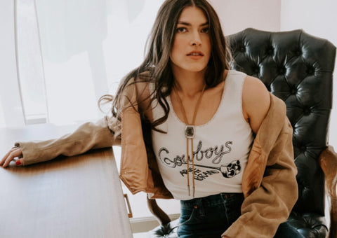 Cowboys are my Brand Lace Tank Wht/Blk