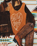 Wild West Lace Tank Cognac/Wht