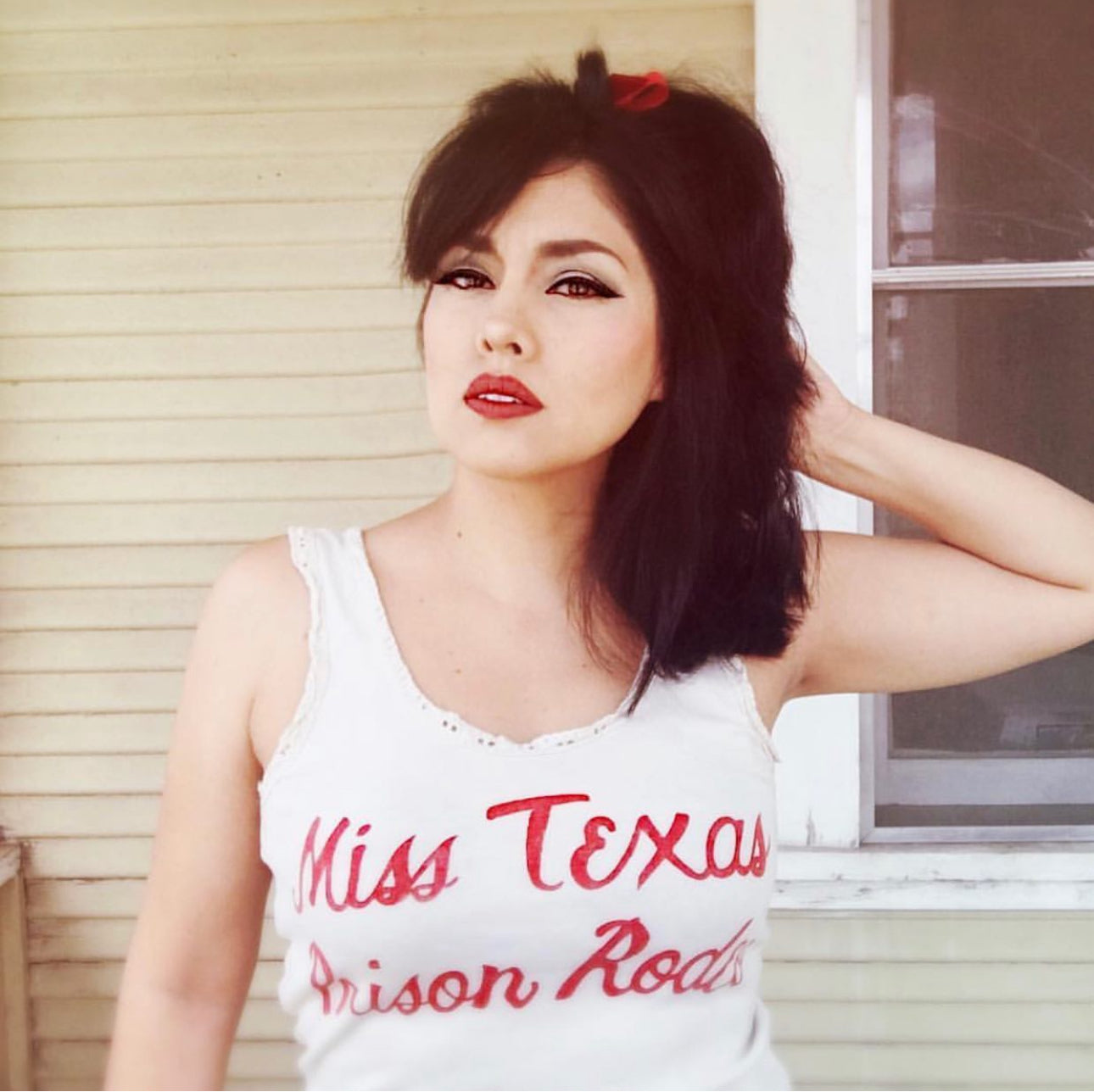 Miss Texas Prison Rodeo Lace Tank Wht/Red