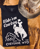 Ride'em Cowboy Women's Vintage Tee Black/White