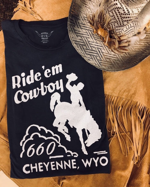 Ride'em Cowboy Women's Vintage Tee Black/White