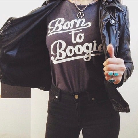 Born to Boogie Womens Tee Blk/Wht