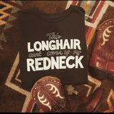 Long Hair Redneck Womens Tee Blk/Wht