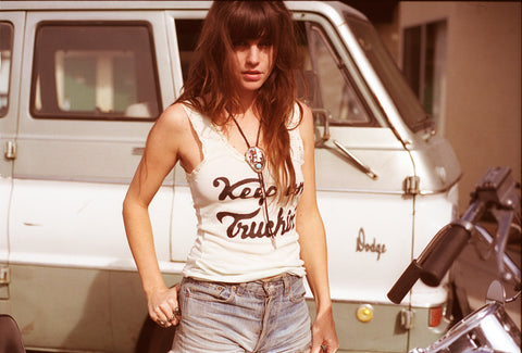 Keep On Truckin' Lace Tank White/Black