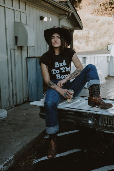 Bad to The Bone Womens Tee Blk/Wht