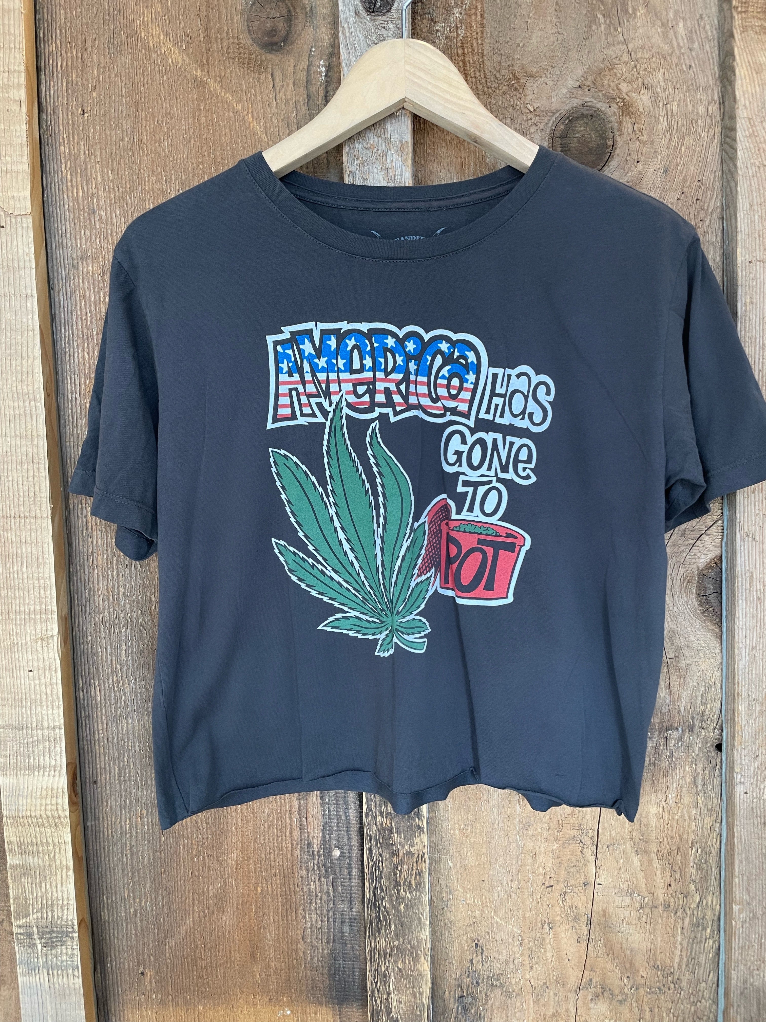 America Has Gone To Pot Cropped Tee Blk/Color