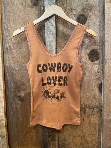Cowboy Lover Lace Tank Cognac/Brown