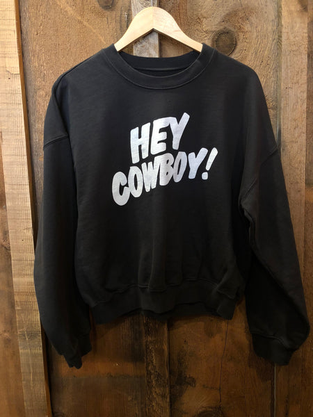 Hey Cowboy Sweatshirt Blk/White