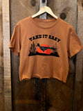 Take It Easy Cropped Tee Cognac/Multi