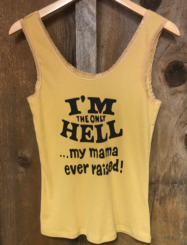 Only Hell Mama Raised Lace Tank Gold Dust/Blk