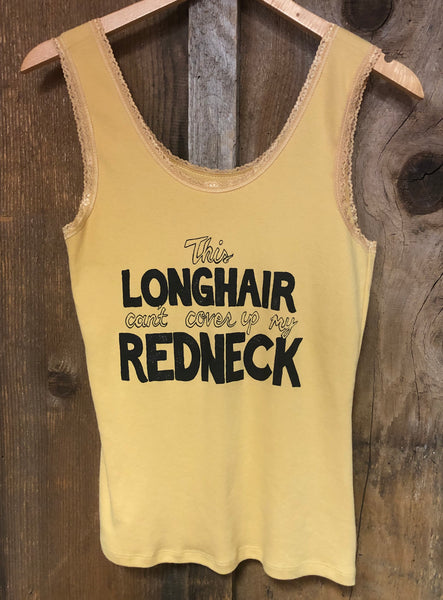 Long Hair Redneck Lace Tank Gold Dust/Blk