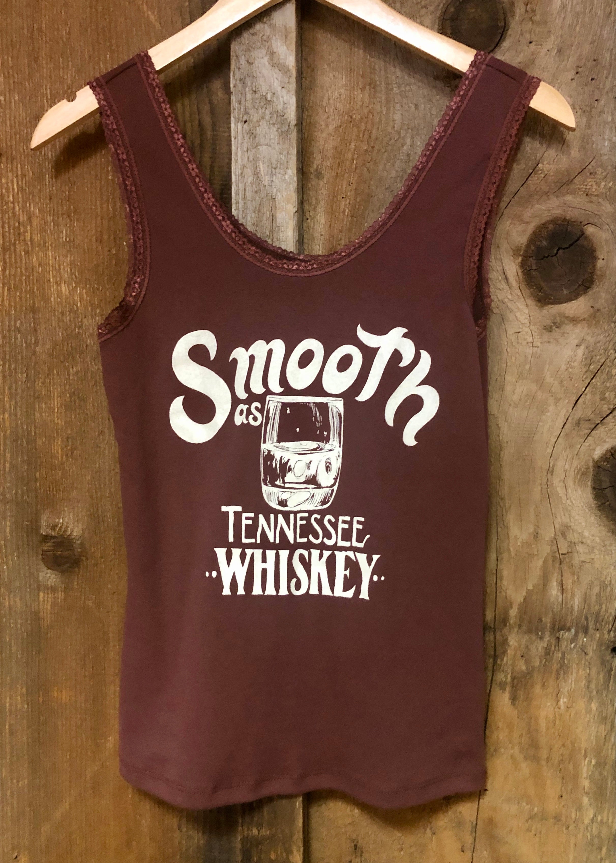 Smooth as Tennessee Whiskey Lace Tank Rust/Wht