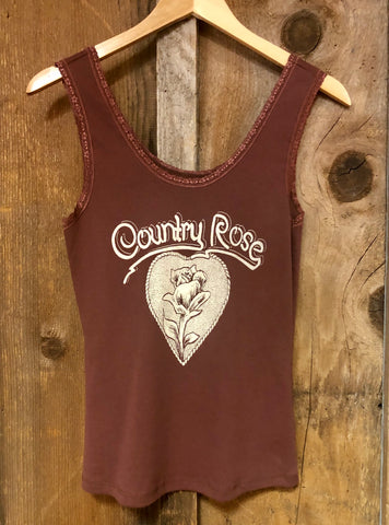 Country Rose Lace Tank Rust/Cream