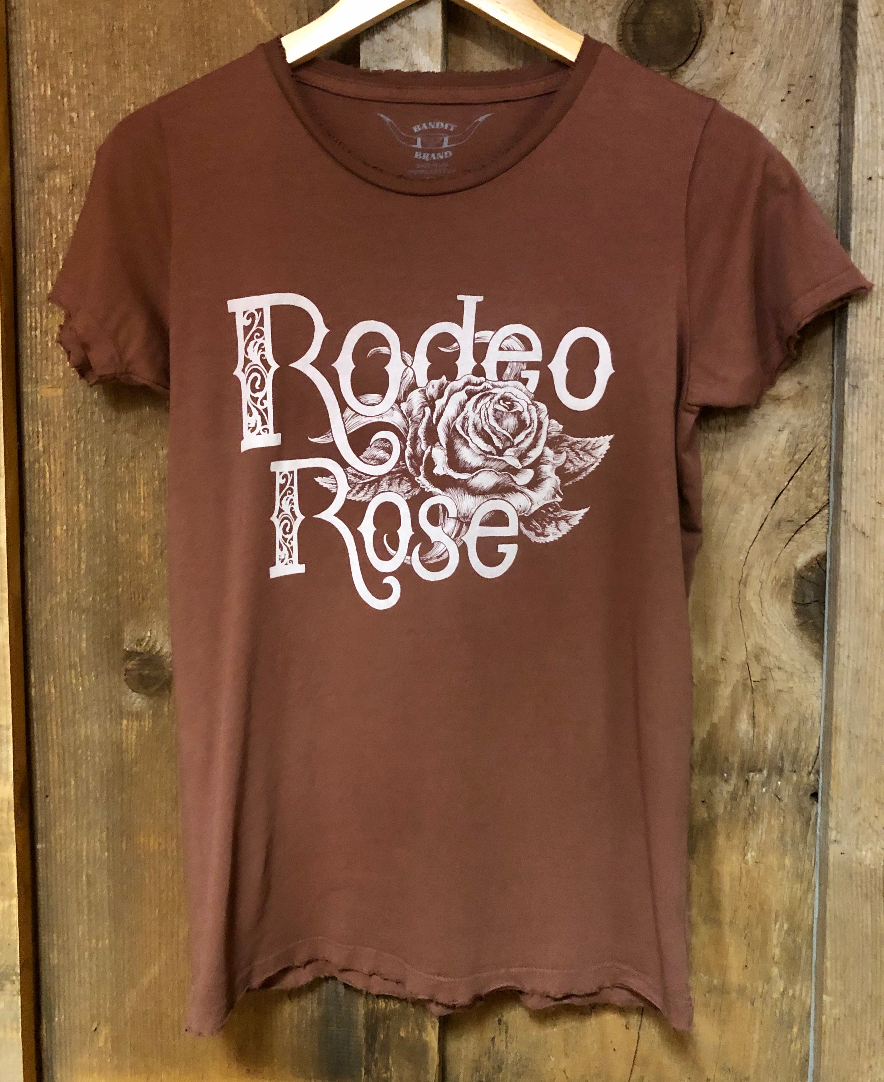 Rodeo Rose Womens Tee Rust/Wht
