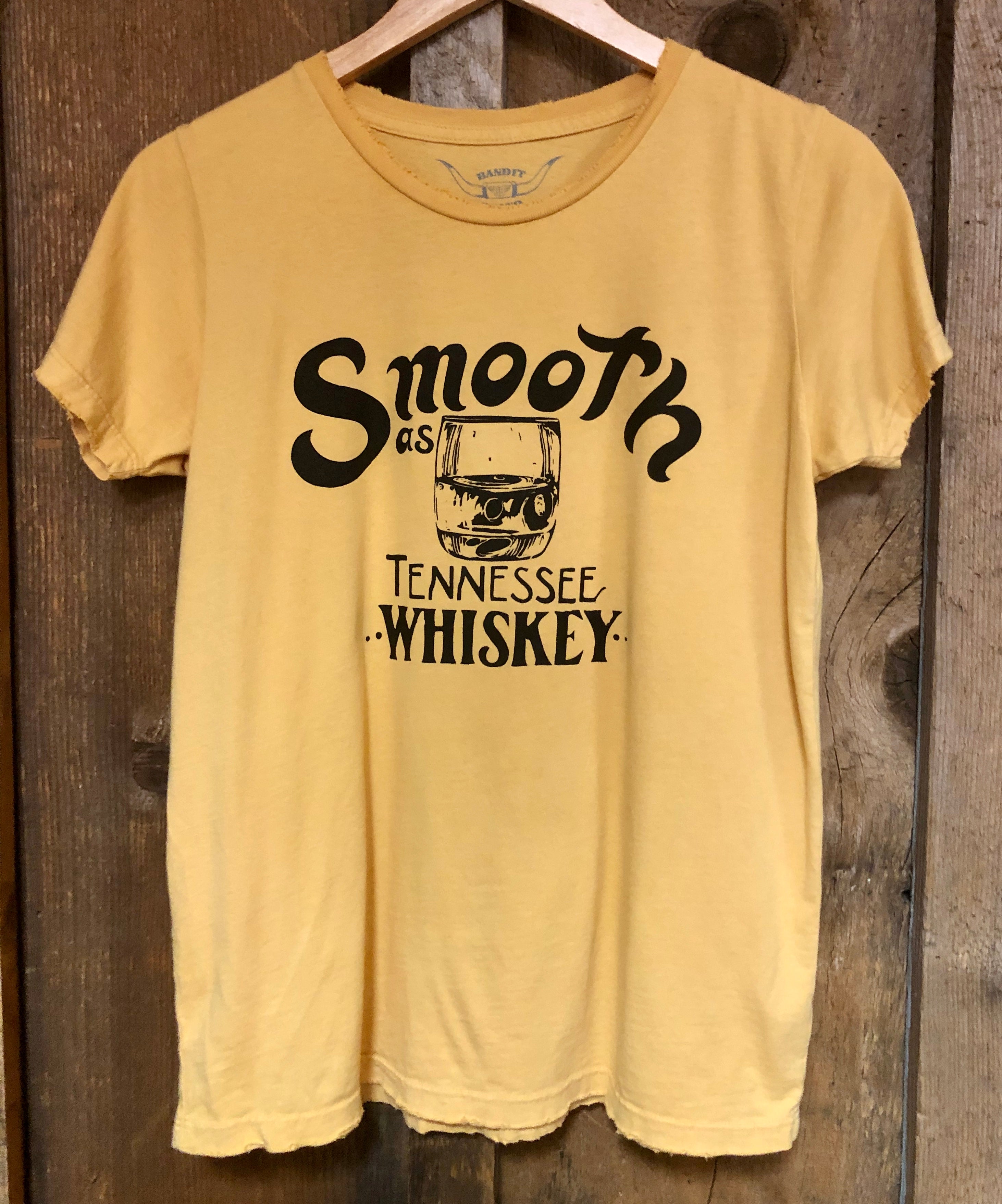 Smooth as Tennessee Whiskey Womens Tee Gold Dust/Blk