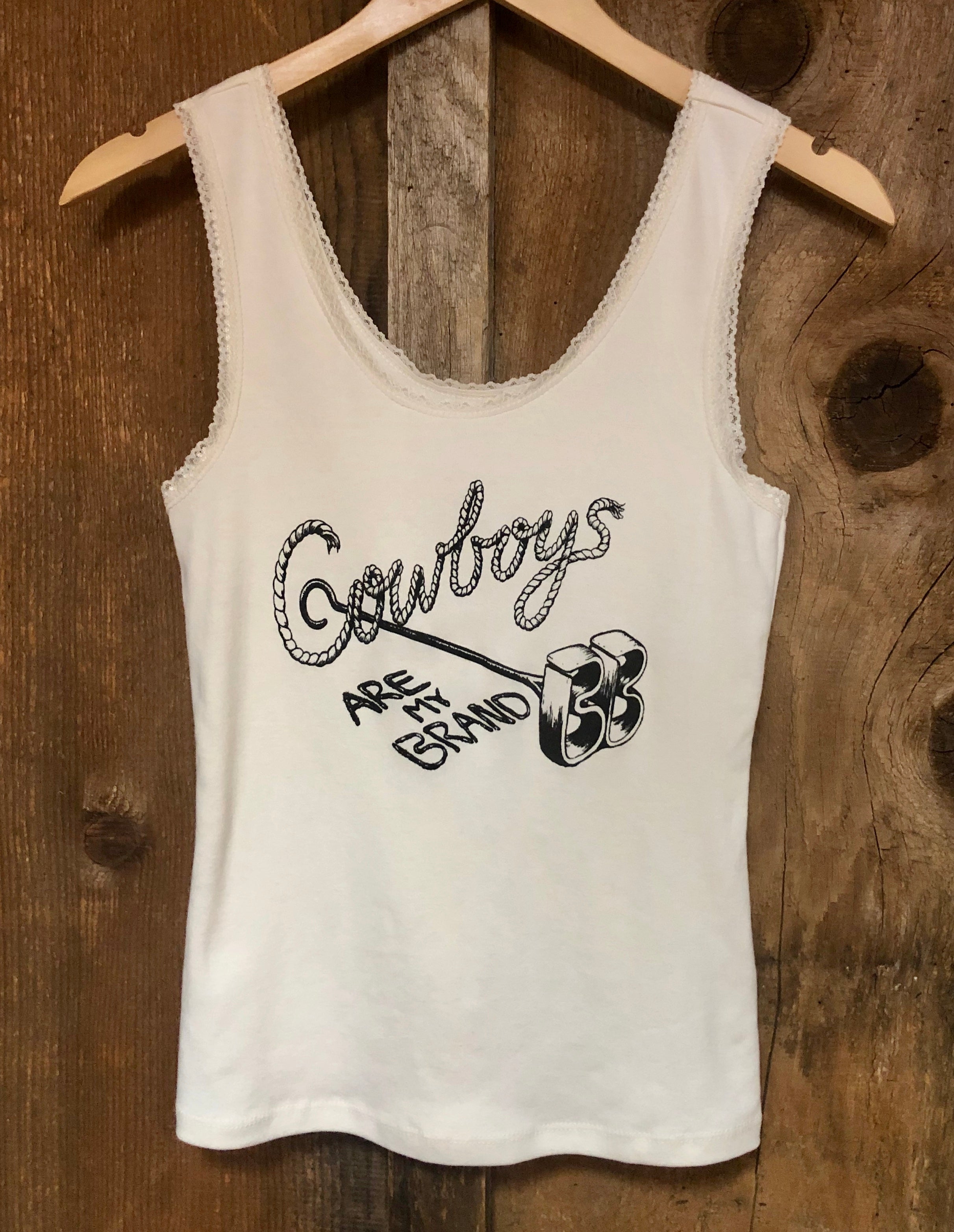 Cowboys are my Brand Lace Tank Wht/Blk