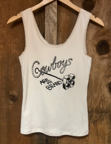 Cowboys are my Brand Lace Tank Wht/Blk