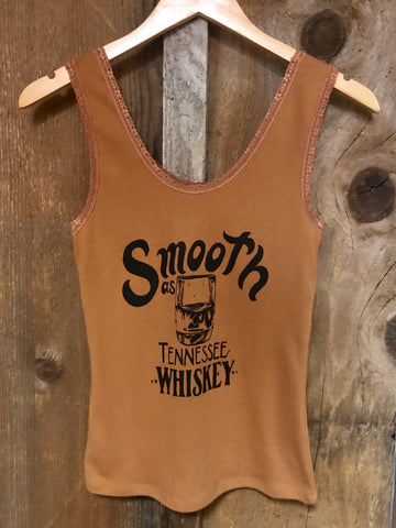Smooth as Tennessee Whiskey Lace Tank Cognac/Blk