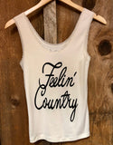 Feelin Country Lace Tank Wht/Blk