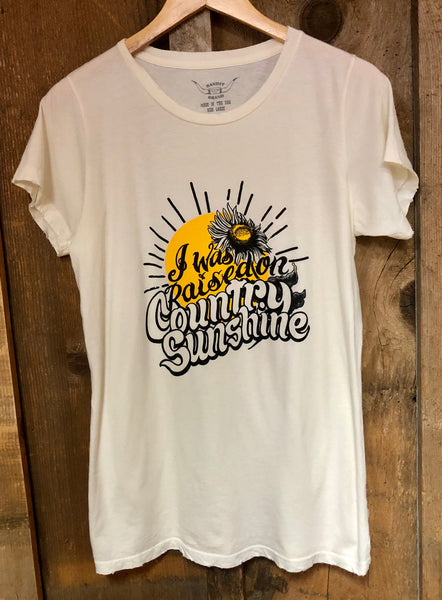 Raised on Country Sunshine Womens Tee Wht/Color