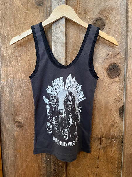 I Was Metal When Country Wasn't Cool Lace Tank Blk/White