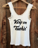 Keep On Truckin' Lace Tank White/Black