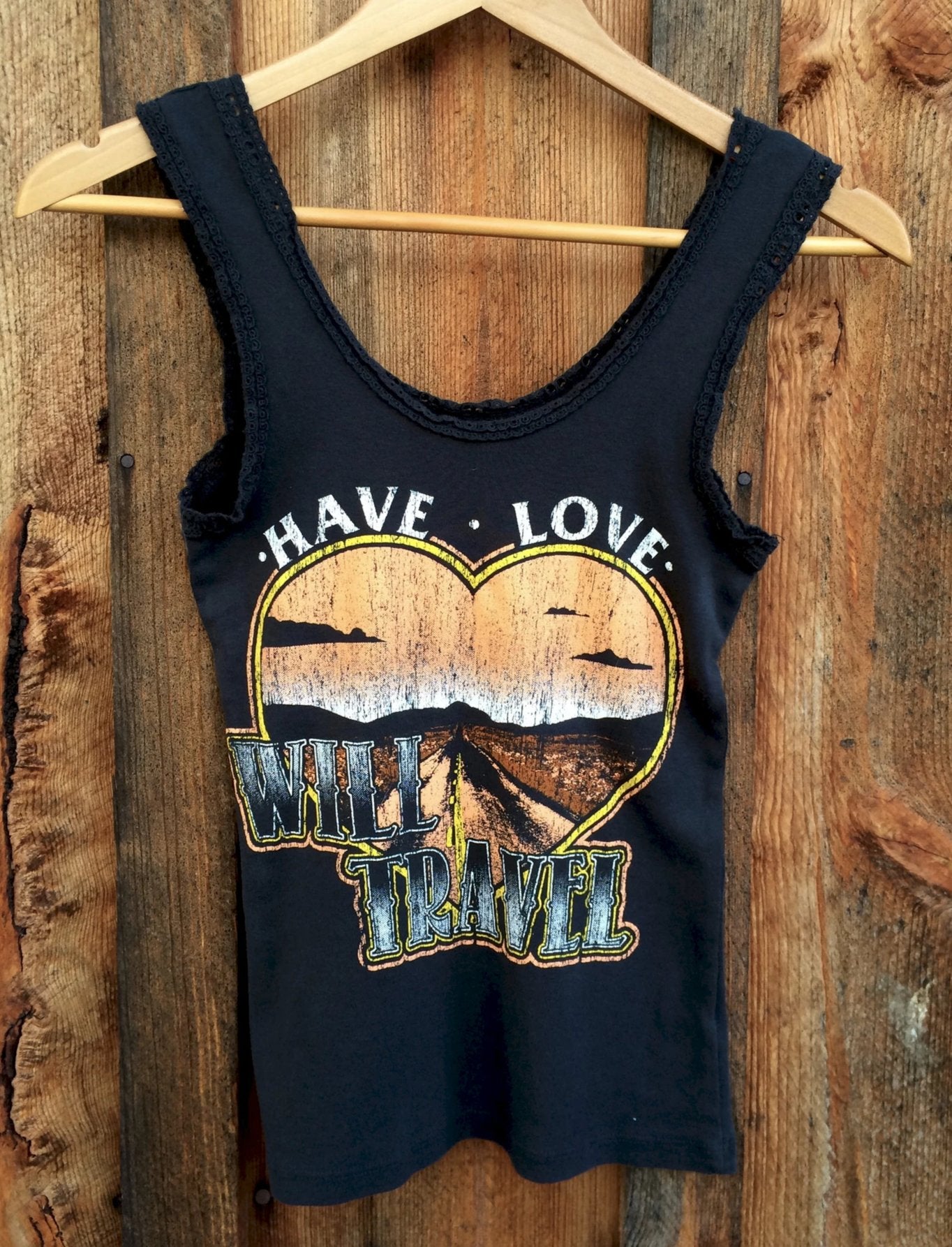 Have Love Will Travel Lace Tank, Black