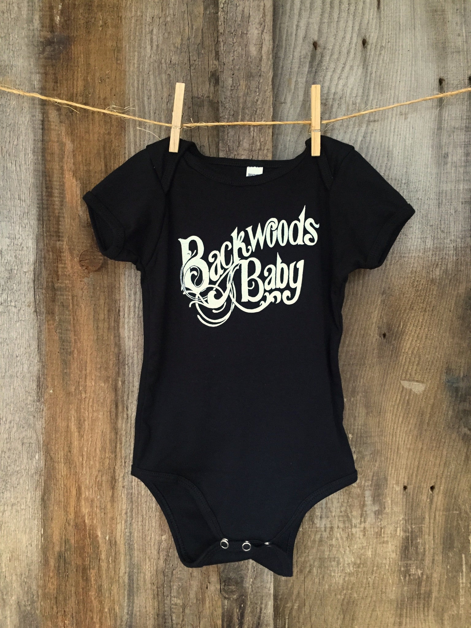 Bandit Baby "Backwoods Baby" Onesie Blk/White