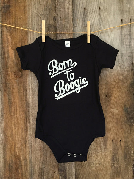 Bandit Baby "Born To Boogie" Onesie Blk/White