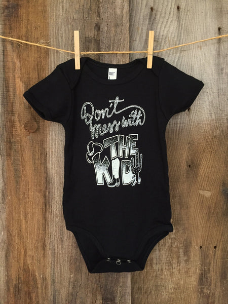 Bandit Baby "Don't Mess With The Kid" Onesie Blk/White