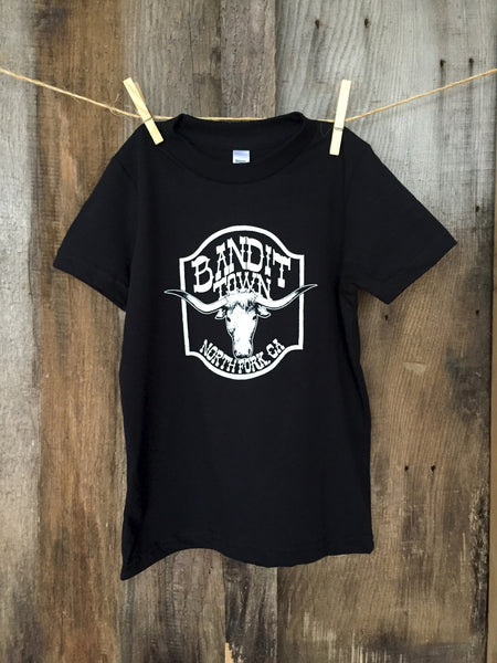 Bandit Kid "Bandit Town Steer" Tee Blk/White