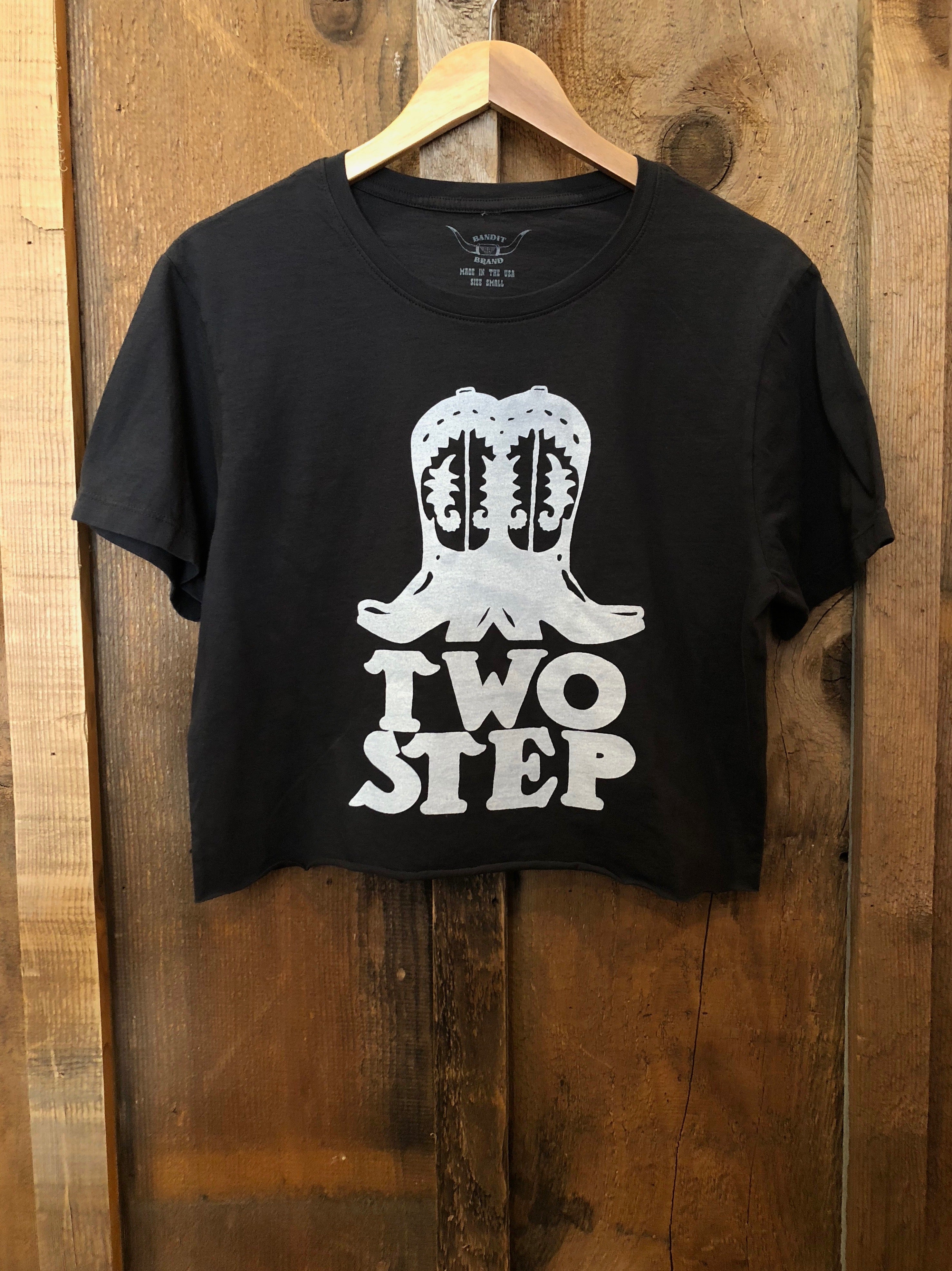 Two Step Cropped Tee Blk/White