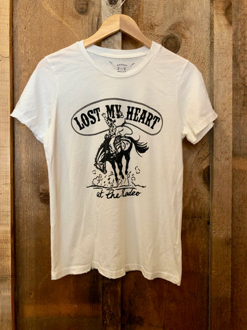 Lost My Heart At The Rodeo Womens Tee White/Blk